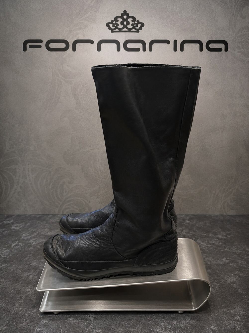 Fornarina Black Leather Pull-On Boots Women’s EU 37 Italy